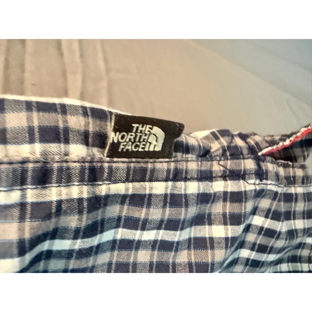 The North Face Men’s Shirt XL Blue Plaid Short Sleeve Cotton Blend Outdoor